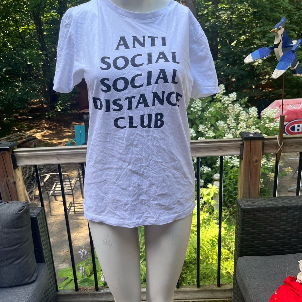 White Graphic Tee - Anti Social Social Distance Club